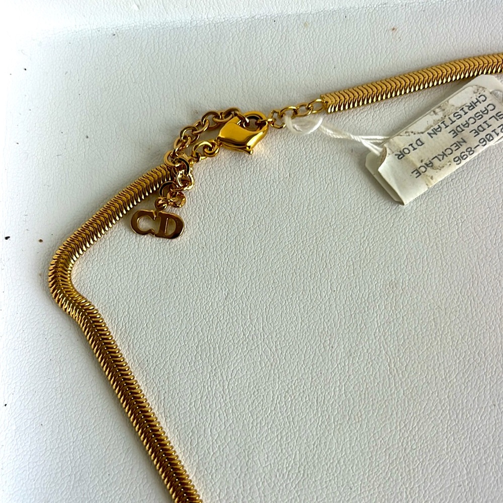 NWT Vintage Christian Dior gold tone slide necklace. 16" - Picture 3 of 5